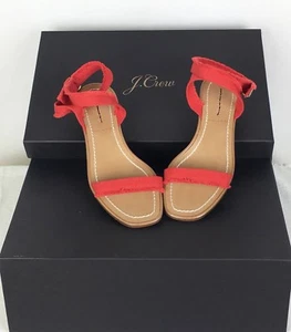 J. Crew $178 G4814 Fringed Grosgrain Ribbon Block-Heel Sandals Made In Italy 5.5 - Picture 1 of 9