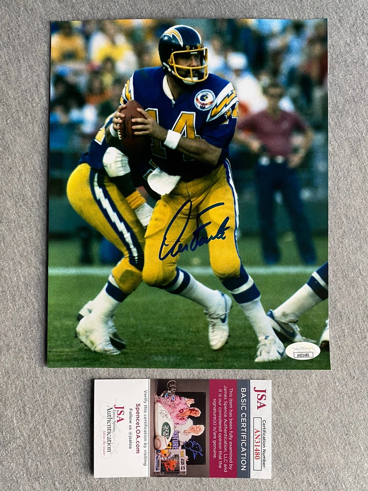 SAN DIEGO CHARGERS- DAN FOUTS AUTOGRAPH 8x10 ACTION PHOTO JSA AN31480 - Image 1 of 1
