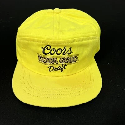 Vintage Rare Coors Extra Gold Draft Neon Yellow Snapback Hat Cap - Image 1 of 4