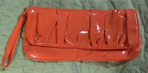 Unbranded Orange Vinyl Wristlet Clutch - Picture 1 of 2