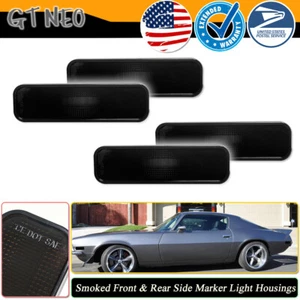 4PC Smoke Front & Rear Bumper Fender Side Marker Lamp For 1970-1973 Chevy Camaro - Picture 1 of 9