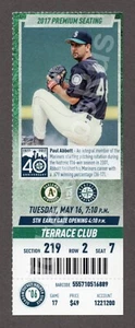2017 Seattle Mariners vs Oakland Athletics 5/16 MINT CLUB Ticket PAUL ABBOTT - Picture 1 of 1