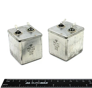 2 pcs 1uF 750V 10% MBGCh / MBGO PIO Paper in Oil Capacitors USSR NOS - Picture 1 of 3