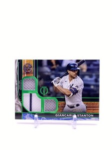 2022 Topps Tribute New York Yankees Giancarlo Stanton Triple Relic Green 14/99
