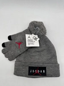 NEW 2- PIECE SET NIKE JORDAN HAT AND GLOVES YOUTH SIZE 8-20 GREY MSRP $30.00 - Picture 1 of 2