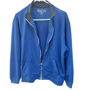 Pebble Beach Performance Sweatshirt Jacket Mens L Blue Full Zip Ribbed Cuffs - Picture 1 of 6