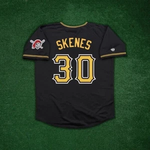 Camiseta deportiva negra alternativa para hombre Paul Skenes Pittsburgh Pirates con parche de equipo - Imagen 1 de 10