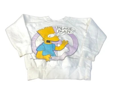 Sudadera vintage 1990 Bart Simpson Peace Man niños talla 6-8 Los Simpson EE. UU. Foto 1 de 4