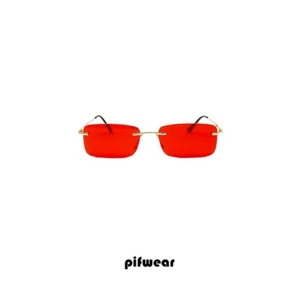 Frameless Sunglasses Men Women Gold Rods Red Lens Pif wear Slim 6 - Picture 1 of 4