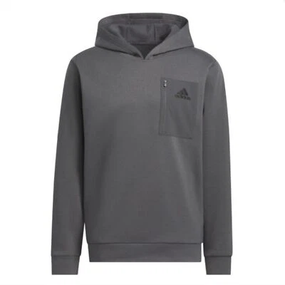 adidas Men's Zip Pocket Embroidered Logo Hoodie Kangaroo Pocket Gray Size S - Image 1 of 4