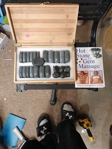 Sivan Hot Stone And gem Massage In Wooden Box With Book 36hsst used, good condi - Picture 1 of 8