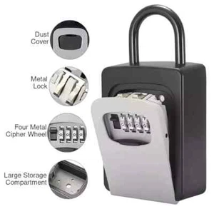 Key Lock Box for Outside-Combination Lockbox for House Key-Portable/Wall Mounted - Picture 1 of 8
