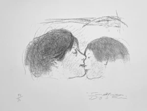 Litografía madre e hijo Alexander Dobkin años 60 - Imagen 1 de 2