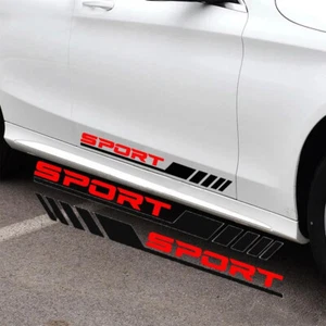 2pcs Reflective Racing Sticker Car Door Side Sport Sticker Vinyl Decal Black+Red - Picture 1 of 9