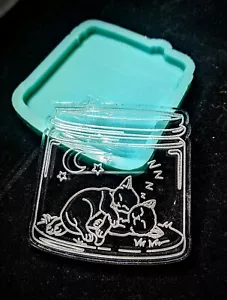 Glänzendes Glas SCHLAFENDE KÄTZCHEN geätzt SILIKON Form - Handwerk Charm Harz Katze süß - Bild 1 von 2