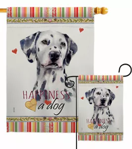 Dalmatian Happiness Garden Flag Dog Animals Decorative Gift Yard House Banner - Picture 1 of 17