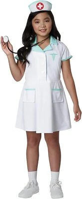 Lindo Vestido Elegante Halloween Niño Disfraz Enfermera Blanco Doctor RN ER Niña Tiempo de Juego Foto 1 de 2
