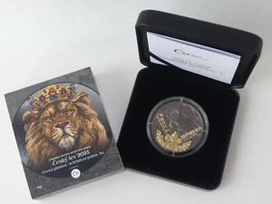 TSCHECHIEN 2023 1 OZ SILBER MÜNZE COIN ST - CZECH LION LÖWE BLACK PLATINUM GOLD - Picture 1 of 8