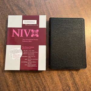 NIV 1984 Cambridge Pitt Minion Bible - Black Genuine Goatskin Leather - Compact - Picture 1 of 14