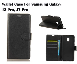 For Samsung Galaxy J2 Pro, J7 Pro Screen Protector/Flip Card Slot Wallet Case - Picture 1 of 3