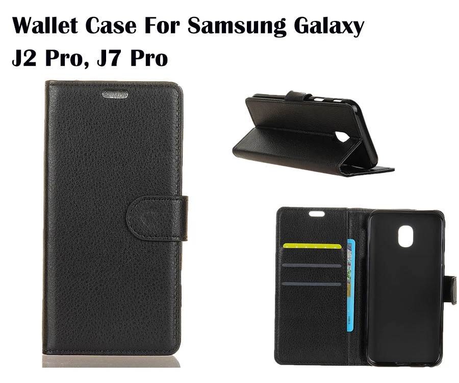For Samsung Galaxy J2 Pro, J7 Pro Screen Protector/Flip Card Slot Wallet Case - Image 1 of 1
