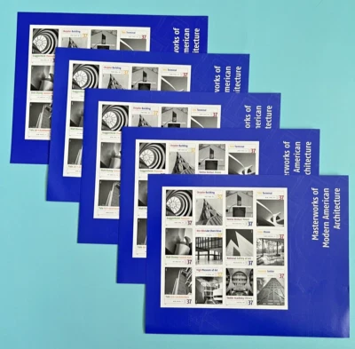 #3910 MASTERWORKS MODERN AMERICAN ARCHITECTURE 37¢ - 5 Sheets/60 Stamps FV$22.20 - Image 1 of 4