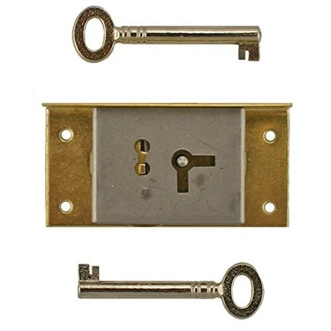 Left Hand Cabinet Door, Drawer Brass Half Mortise Lock w/Two Skeleton Keys S-20L Cover
