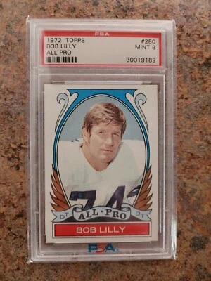 1972 Topps Football Card Bob Lilly All-Pro, High Number, #280, PSA 9, MINT - Image 1 of 2