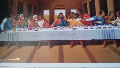 22x34 African American black  Last Supper  Religious art print by Hulis Mavruk - Image 1 of 3