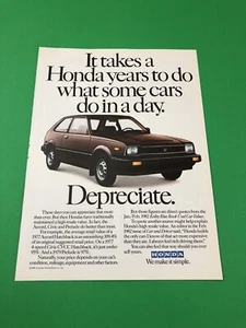 1982 1983 HONDA CIVIC ORIGINAL PRINT AD ADVERTISEMENT PRINTED A3 - Picture 1 of 1