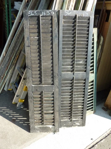 PaiR victorian louvered house SHUTTERS black & green 56 & 56.5" h x 14.5 & 15" w Cover