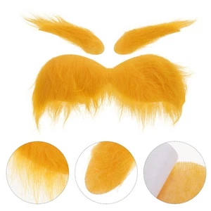 Barba ceja simulada amarilla divertida accesorio falso bigote niño mayor - Imagen 1 de 12