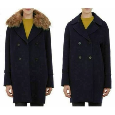 Vince Wool Blend Peacoat Size:XS removable coyote fur collar Women - Image 1 of 4