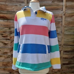 Animal Women's Size 10 Long Sleeve Striped Multicoloured Polo Top - Picture 1 of 12