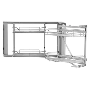 VEVOR2 Tier 4 Shelf Blind Corner Pull Out Organizer Chrome Kitchen Cabinet - Picture 1 of 12