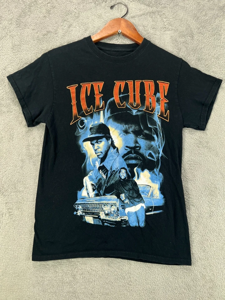 Vintage 90s Ice Cube Black T Shirt Size Small Retro Hip Hop Rap NWA 100% Cotton - Image 1 of 4