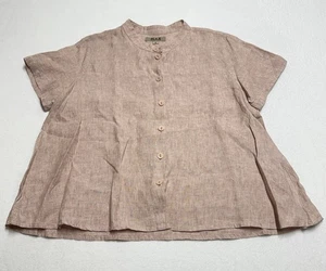 Blusa Top de Lino Flax by Jeanne Engelhart Para Mujer Pequeña Lagenlook Rosa Abotonada - Imagen 1 de 7