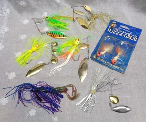 Lotto/7 esche da pesca vintage SPINNER BAIT Strike King & BABE WINKELMAN'S FUZZ-E-GRUB - Foto 1 di 11