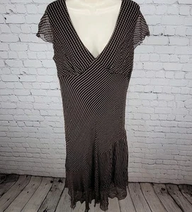 Jonathan Martin schwarz Seide Chiffon Kurzarm gefüttert Midikleid Gr 16 - Bild 1 von 14