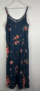 Torrid Maxi Tank Dress Plus Size 2 Woman Blue Floral Print Adjustable Straps - Picture 1 of 3