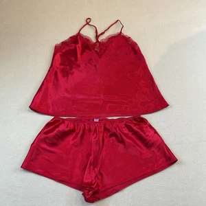 Lilac & London Pajamas Womens M Red 2 Piece Set Camisole Cami Top Shorts  - Picture 1 of 18