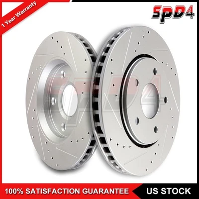 Juego de 2 discos de rotores de freno delanteros y ranurados para Dodge Journey 2009-2013 Foto 1 de 4