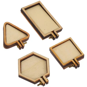 4 Pcs Mini Embroidery Stretch Set Fixed Frame Wood Hoops Cross Stitch - Picture 1 of 12