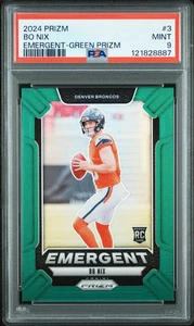 2024 Panini Prizm Emergent Bo Nix #3 Green PSA 9 Denver Broncos MB1 - Bild 1 von 2