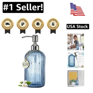 18 Unzen Marineblau Seifenspender mit Edelstahlpumpe - Leichtes Nachfüllen - Bild 1 von 10
