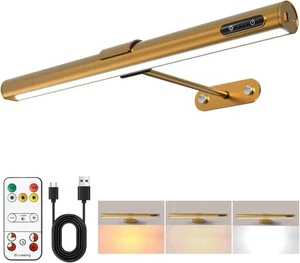 Picture Light Remote Control Led Battery Operated Gold Metal Wall Mount Lamp - Picture 1 of 7