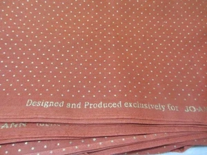 VINTAGE JOANN STOFFE GEBRANNT ORANGE MIT GOLDENEN PUNKTEN BAUMWOLLSTOFF 2 YARD - Bild 1 von 2