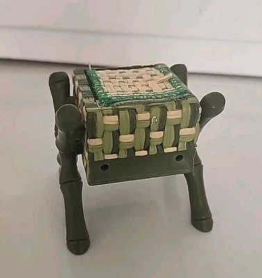 Mattel Barbie Dreamhouse Camp Chair Green Faux Bamboo Hidden Storage - Image 1 of 4