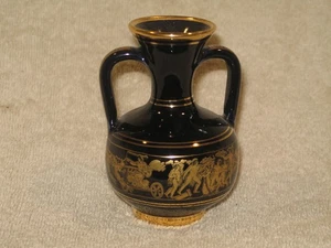 Neofitoy Keramik Handarbeit Keramik Vase schwarz mit 24KT Goldrand! 4,25" hoch. - Bild 1 von 3