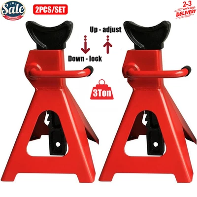 2 Pack Heavy Duty Jack Stands 3 Ton Axle Stands Floor Jack for Car Caravan - Image 1 of 4